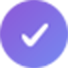 Purple circle with a white checkmark, indicating success or completion.