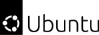Ubuntu logo with the word "Ubuntu" in black and white